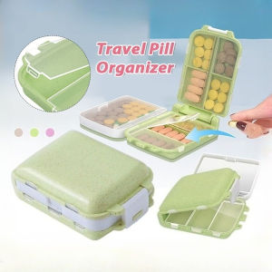 8 Grid Pill Organizer 3 Layer Folding Pill Box Moisture Proof Pill Storage Case Portable Travel Pill Box Multi-Compartment