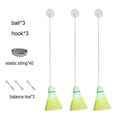 3 Sets Portable Luminous Badminton Trainer Indoor Outdoor Elastic Swing Badminton Self Practice Practice Rebound Badminton Professional Shuttlecock Supplies