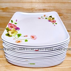 AWR STORE - DISKON 59% UNTUK 6 PCS PIRING PERSEGI MELAMIN MOTIF SNI 100% MELAMIN ORIGINAL BER SNI