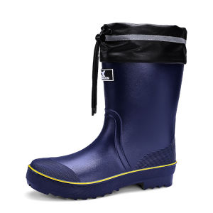 Premium Waterproof Cowok Dewasa Keren Sepatu Sawah Tinggi Pria Boot Karet Kerja Proyek Anti Air Banjir Hujan PVC Klasik 276