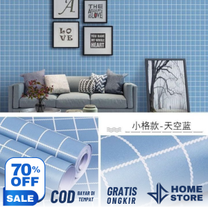 DCH - Wallpaper Sticker 45cm x 1m Motif Akar Menjalar Polkadot Biru Hijau Ungu Pink Hitam Batik