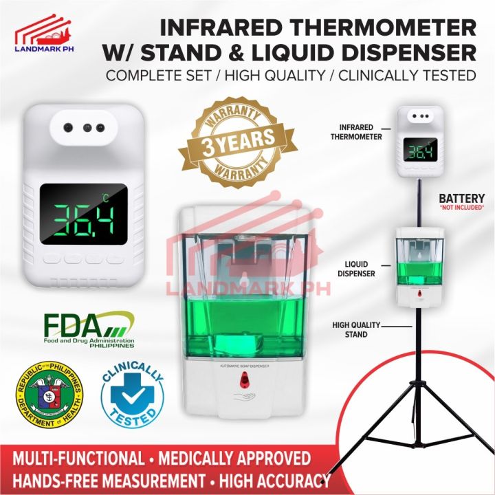 LANDMARK Infrared Thermometer & Liquid Dispenser w/ Stand/Temperature ...