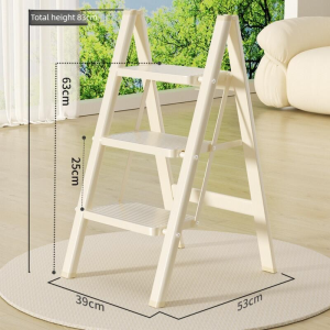 Ladder Foldable And Thickened White With Enlarged Steps Entrance Ladder Step Stool 3/4 Steps