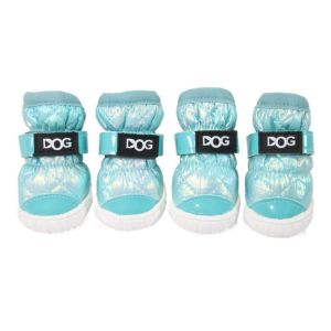 ER52858 4pcs/set Wear Resistant Winter Dog Shoes Anti-slip Waterproof Pet Snow Boots Fashion Cotton/Cloth Dog Sports Boots Outdoor