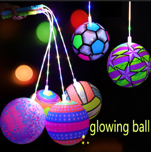 YF Tiktok Hot 1Pcs Glow Ball Toys Large Night Steet LED Handle Ball Rainbow Stress Relief Fitness Toys Elastic Toy Kid FY