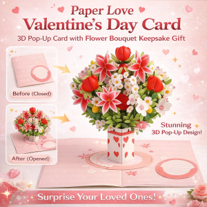 Handmade 3D Flower Bouquet Card Valentine‘s Day Romantic Pop-Up Card Birthday Greeting Card 手工花束贺卡