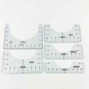 8pcs T-Shirt Ruler Penggaris Pengukur Transparent Alat Pengukur Desain Pusat Model Round Neck Untuk Sablon Round Neck