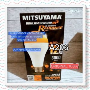 A206 LAMPU SENSOR MALAM HARI  UV Ultraviolet HEMAT ENERGY FITING E27 H79 Lampu Sensor Cahaya OUTDOOR INDOOR SENSOR LED 12W W WATT ORI 100% HEMAT ENERGY WARNA KUNING SINAR CAHAYA ROOM lamp CoolDaylight Samsung teknologi Eye Comfort auto padam ketika pagi F