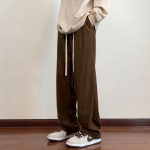 Celana corduroy pria panjang baggy pants dewasa cowok cokelat Korean style nygman causal gombrong