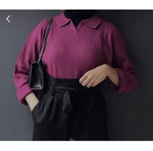 SWETER GEANI CROP KERAH POLO / ATASAN BLOUS RAJUT WANITA TERBARU / BAJU ATASAN WANITA KEKINIAN