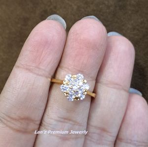 Cincin Titanium Emas Berlian Imitasi Kristal Luxe Lan Z Premium Jewelry