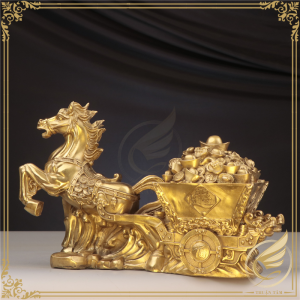 Tượng Ngựa Kéo Xe Tài Lộc Bằng Đồng Decor Phong Thủy Trang Trí Để Bàn Quà Tặng Tượng Tuổi Ngọ - Đồ Đồng Thuận Tâm