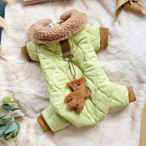NOBLELYN Lamb Wool Dog Warm Clothes One-Piece Thick-Warmed Dog Bodysuit Fashion Button Pet Clothes For Small Medium Dog