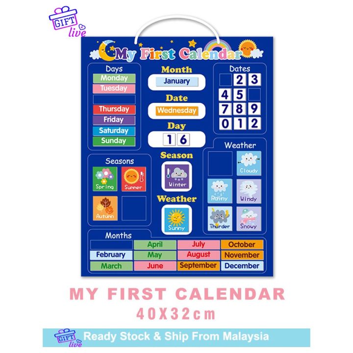 Magnetic Calendar Learning Month Date Day Season Weather