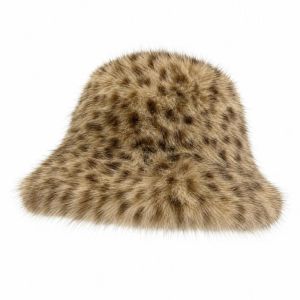 LUMIYA Plush Leopard Print Hat Windproof Versatile Ear Protection Hat Soft Cold Proof Fishman Hat for Women
