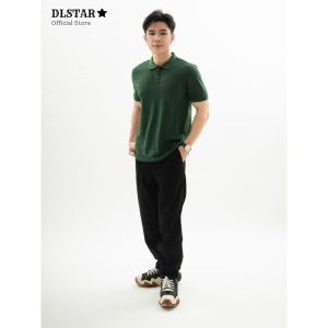 Dlstar 100% Cotton Polo Short Sleeve T-Shirt Casual Homewear Comfy Tee Activewear Sports Professional Officewear