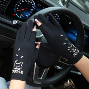 TANFU Cycling Breathable Women Summer Anti-UV Mesh Drive Mitten Five Fingers Mitts Sunscreen Mittens Thin Gloves