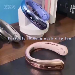 2026 New Portable Hanging Neck Fan Bladeless Neckband Fan Digital Display Power Air Cooler USB Rechargeable Electric Fans Air Cooler