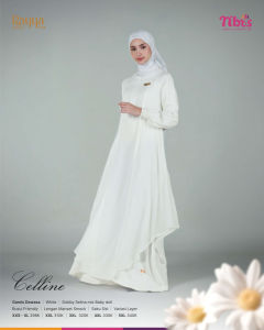 Nibras Gamis Sarimbit Celline Bahan Dobby Selina Baby Doll White Baju Lebaran Keluarga Terbaru 2025