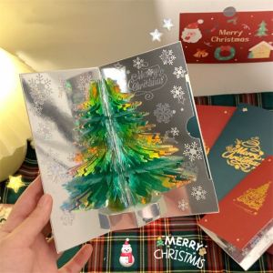MMLUCK สามมิติกัน การ์ดป๊อปอัพ3D ต้นคริสต์มาส ที่ส่องสว่างส่องสว่าง สร้างสรรค์และสร้างสรรค์ การ์ดความกตัญญู สำหรับปีใหม่ ประกายวิบวับ การ์ดอวยพรต้นคริสต์มาส คริสต์มาสคริสต์มาส