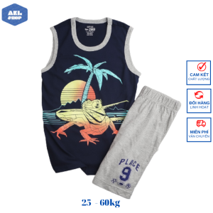 Bộ ba lỗ bé trai size đại 25kg đến 60kg PLA.CE đồ bộ sát nách xuất dư cho bé 4 đến 14 tuổi chất liệu cotton