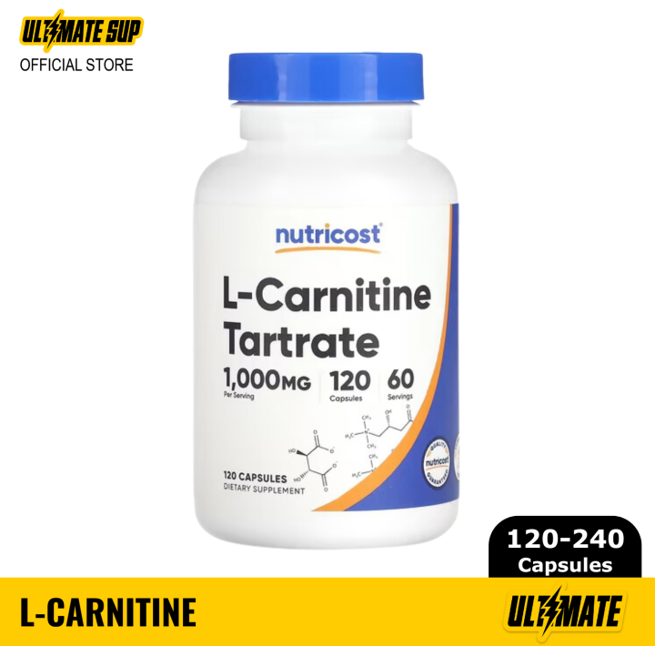 l carnitine l tartrate lazada Nutricost, L-Carnitine Tartrate, Fat Burner, Boost Energy & Recovery, 1,000  mg, 120 - 240 Caps (500 mg per Capsule)
