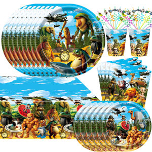 Italian Brainrot Decoration For Birthday Kid Party Favors Cartoon Tung Tung Sahur Tableware Plates Backdrop Balloon Party Supply