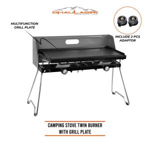 Kompor Camping 2 Tungku Dhaulagiri Portable Stove Twin Burner With Grill Plate