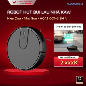 Robot hút bụi lau nhà KAW Blackrock V1 -  Lực hút 2000PA Lau và Hút 2 Trong 1 Bảo Hành 36 Tháng