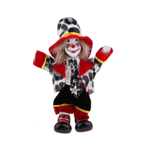 7in Western Porcelain Clown Figurine Doll Desktop Ornament with Fashion Costume Nostalgic Tabletop Shelf Display Decors