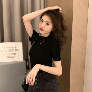 RULINWOODS 4สี แขนพัฟของผู้หญิง Baju Rajutan Kemeja Lengan Pendek MODE Korea