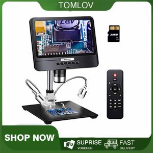 TOMLOV DM10 8.5 Digital Microscope 50X-1300X Magnification 1080P FHD Soldering Microscope with 12MP Ultra-Precise Camera Sensor
