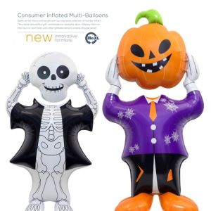 DIVATEN Pumpkin Design Head-Hugging Balloon Skull Design Vertical Shape Vertical Balloon Creative Party Decoration Supplies Halloween Balloon Halloween Party