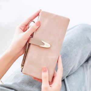 Wallet With Wrist Women Long Fashion Purse Zipper Hasp Multifunction Card Holder