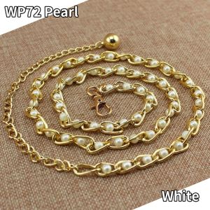 Elegant and Graceful Korean Pearl Chain Womens Metal Waist Dress Coat Adjustable Decoration