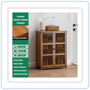 【Pure Care】 Anti-Odor Bamboo Minimalist Shoe Cabinet Large Bamboo Hollow Door Shoe Cabinet