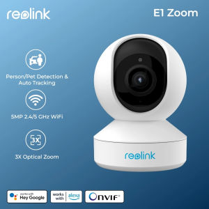 Reolink E1 Zoom V2 AI Model with Person/Pet Detection Security CCTV IP 5MP Super HD Indoor Pan & Tilt 2 Way Audio Camera Home Security Camera System for Baby/Pet Pan/Tilt/Zoom 2.4GHz/5GHz WiFi+Lan 7 Day Free Cloud/SD Card Storage