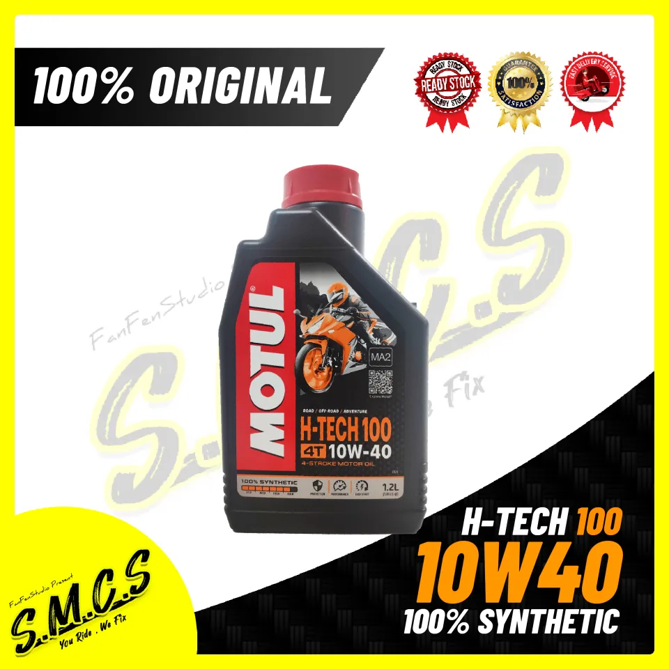 MOTUL 10W40 4T 1.2L H-TECH 100 [NEW] ENGINE OIL MINYAK HITAM MOTUL MINYAK  PERINCI 100% SYNTHETIC