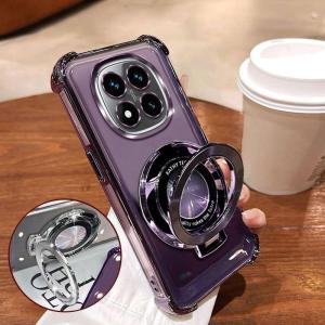 Case for Xiaomi Redmi Note 15 Pro Plus/15/15C (4G/5G) Magnetic Holder Stand Plated Finish Soft Clear Shockproof Cover