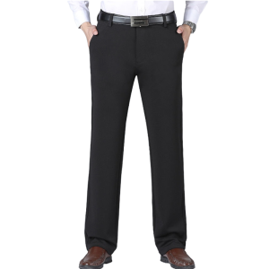 Men’S Ice Silk Suit Pants Formal Office Basic Black Stretchable Business Pants Straight All Match Trousers Casual Pant Summer