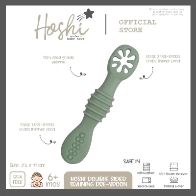 Hoshi Baby Double-Sided Training Weaning Pre-Spoon 100% Food Grade Silicone BPA Free Toddler 6Mos+