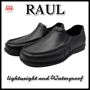 Duralite Raul Mens Lightweight and Waterproof Round-Toe non-slip rubber soles shoes (Black and White)
