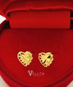 [VJ]Earring "Heart" Studs Earrings 999.9 Gold Plated Earrings EH <Subang LOVE Paku>