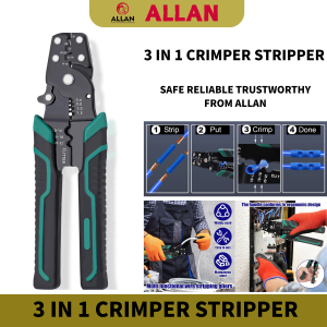 ALLAN 3 IN 1 Wire Connectors Crimping Tool 22-10AWG Multifunctional Stripping Crimping Pliers with Stripper Cutter Terminal Crimper and Stripper Electrical Crimper