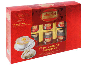 (Hộp quà Tết) Yến sào winsNest 20% tổ yến chưng sẵn đường phèn (6 lọ/hộp)