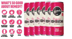 Minuman Teh Fermentasi Remedy Kombucha Fermented Tea 250 x 5 Ml Peach Raspberry Lemonade Wild Berry