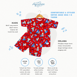 Baju dan Celana Anak Motif Mobil Balap Warna Maroon Usia 1 sampai 8 Tahun - Ayoumee