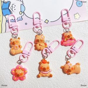 [COD] fhsav พวงกุญแจรถ1ชิ้นลายการ์ตูนซากุระ kapibala กระเป๋าเป้สะพายหลังพวงกุญแจโทรศัพท์ capybara เคสชาร์มตกแต่งกระเป๋า