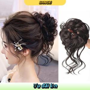 SHNGki Tổng hợp xoăn Bun lộn xộn Claw chignon Clip đàn hồi tóc scrunchies hairpieces Donut updo tóc miếng đối với phụ nữ