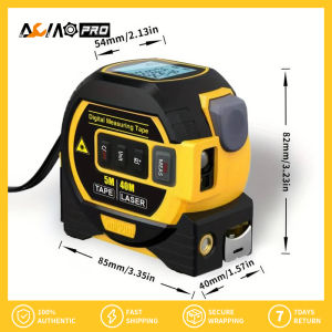 AumoPro 1Pc สายวัดเลเซอร์3 In 1สายวัดดิจิตอลความแม่นยำสูงเหล็กเลเซอร์วัดระยะทางสายวัดเมตริกและหน่วย US พร้อมจอแสดงผลดิจิตอล LCD-ไม้บรรทัดมีตะขอแม่เหล็กศูนย์จุด